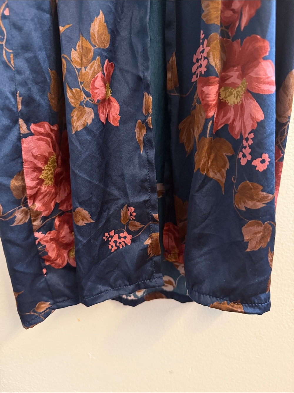 Reformation Navy Floral Slip Dress with Pink & Brown Blooms - Picture 5 of 6
